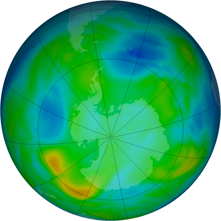 Antarctic ozone map for 10 July 2006